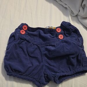 Baby Boden Navy Corduroy Shorts with Pink Buttons